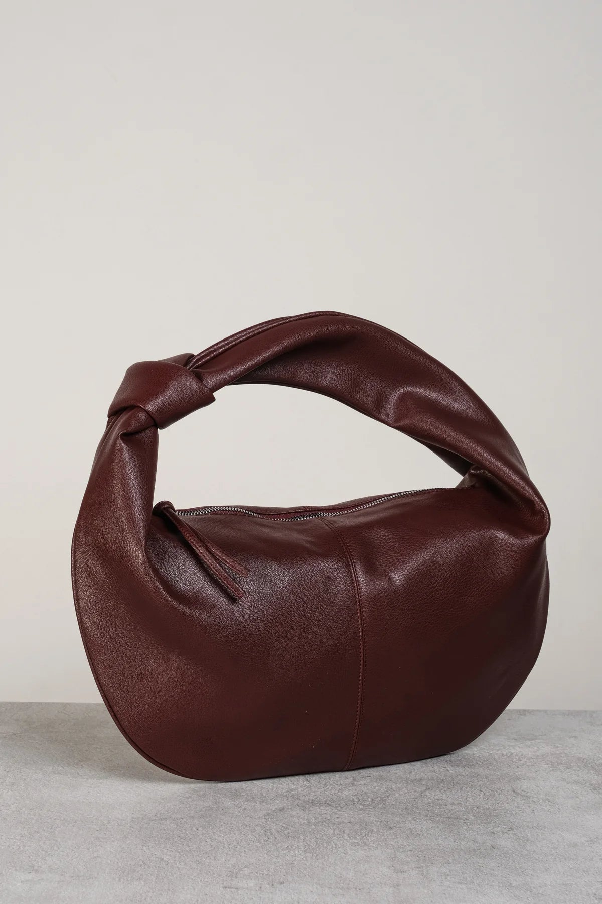 Knotted Burgundy Dumpling Bag