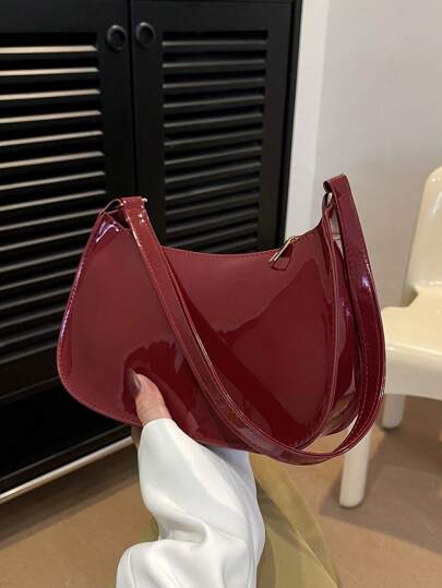 Burgundy Patent Bag in Cherry Red