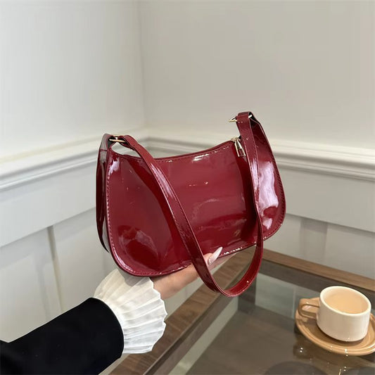 Burgundy Patent Bag in Cherry Red