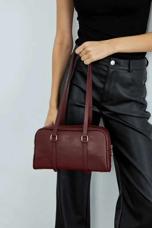 Dark Red Bag with Long Double Handle