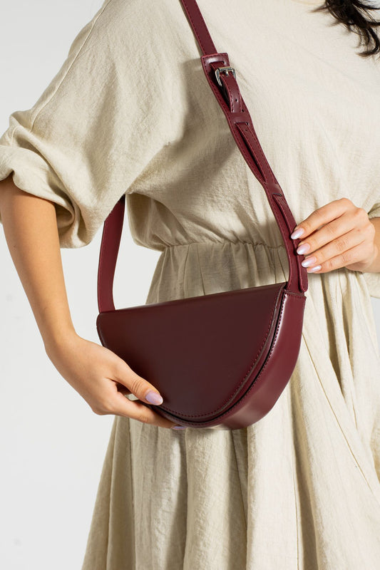 Asymmetric Wine Red Bag Crossbody Strap