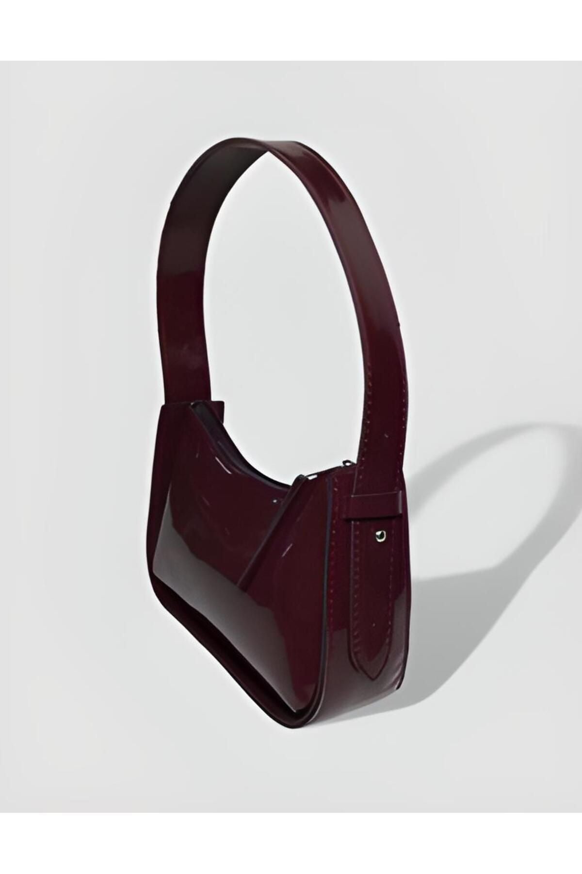 Red Patent Bag in Baguette Shape