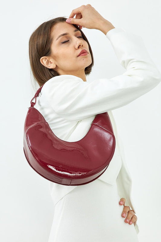 Deep Red Bag with Crescent Shape