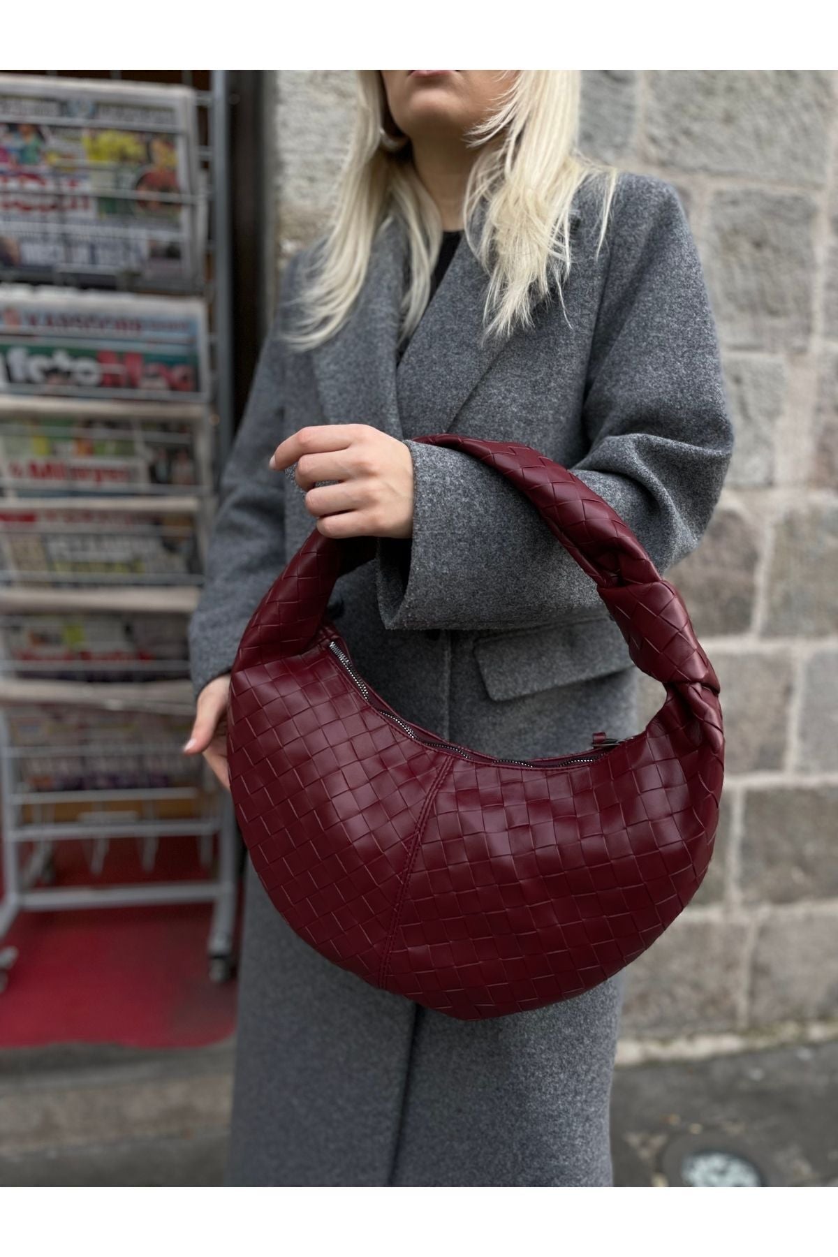 Large Shoulder Braided Dumpling Bag