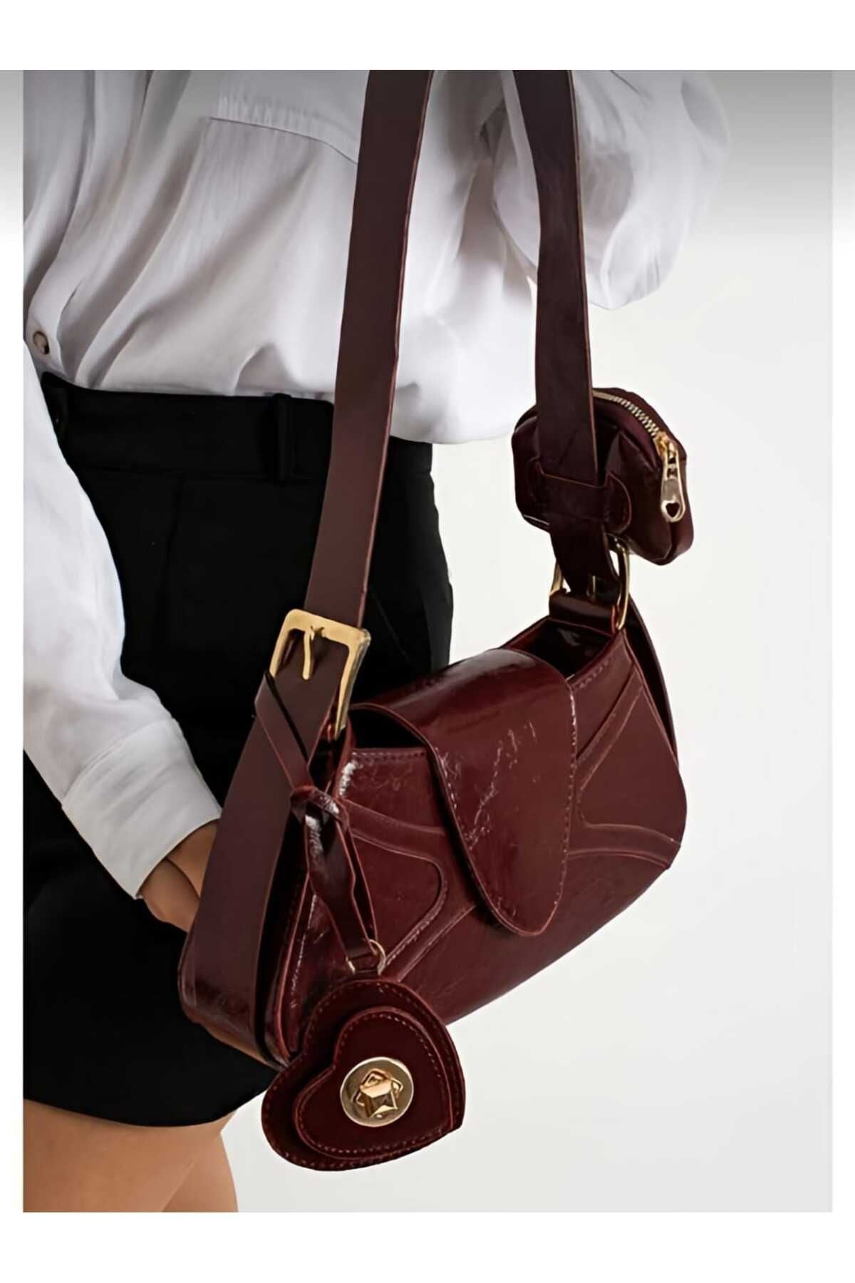 Burgundy Retro Handbag with Coin Purse