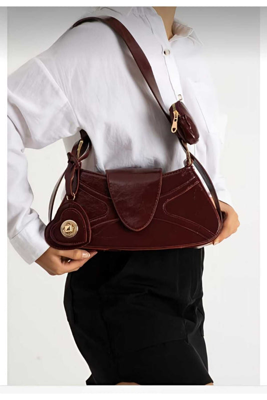 Burgundy Retro Handbag with Coin Purse