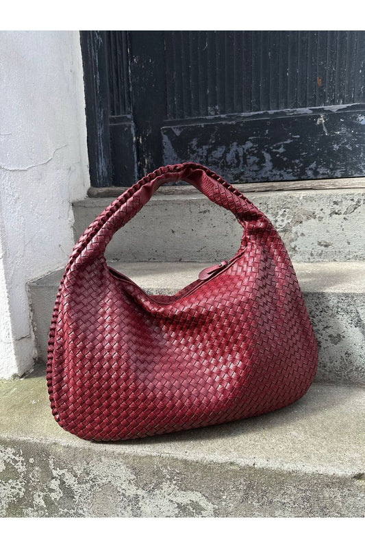 Braided Red Retro Shoulder Bag