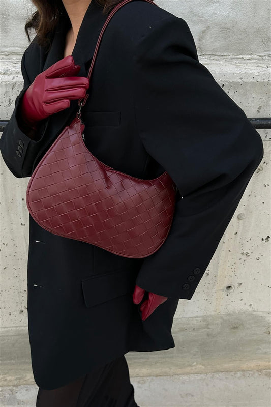 Crocodile Pattern Claret Red Shoulder Bag