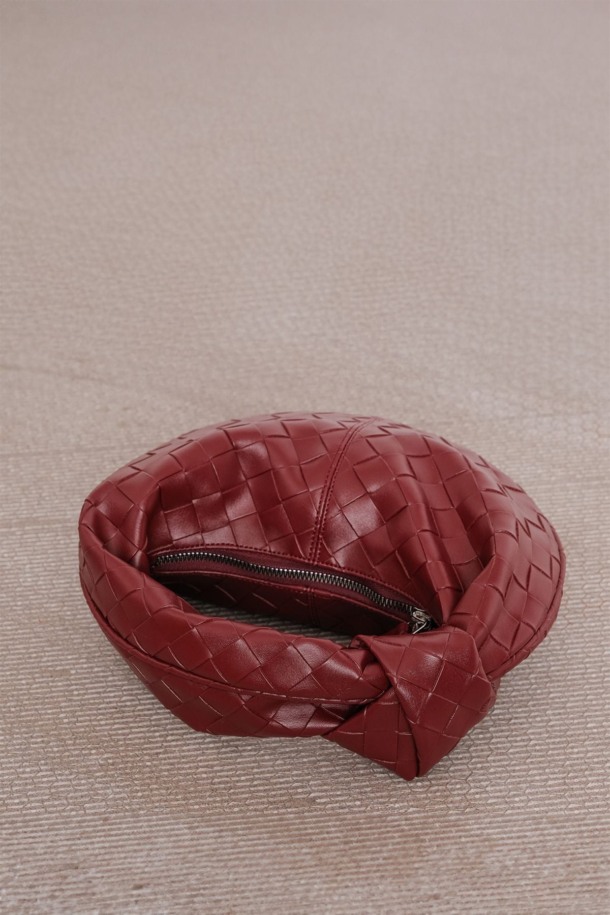 Red Clutch Bag in Dumpling Shape