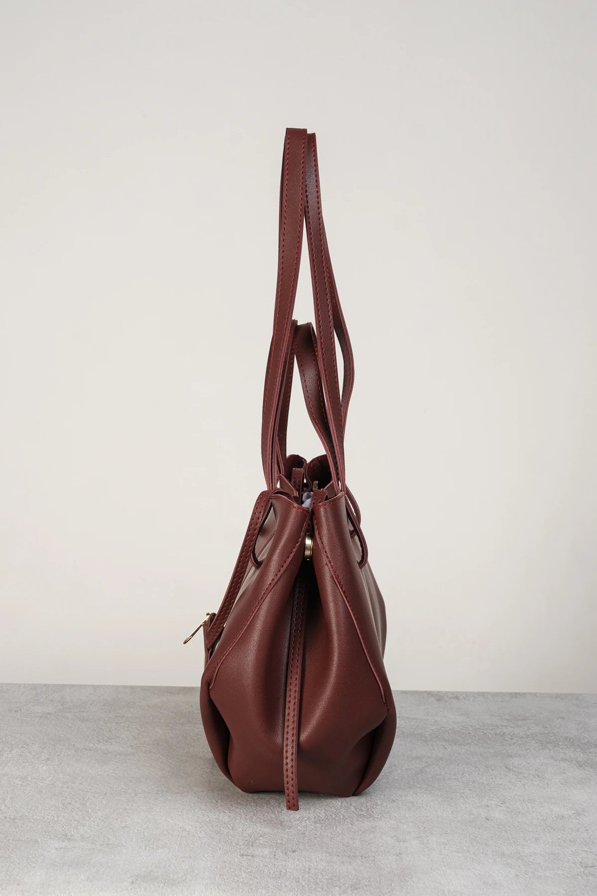 Large Red Handbag in Burgundy