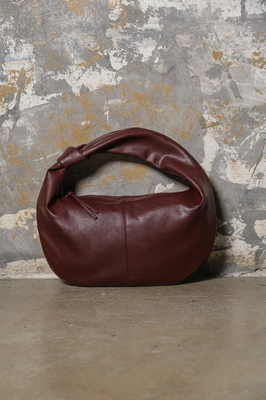 Knotted Burgundy Dumpling Bag