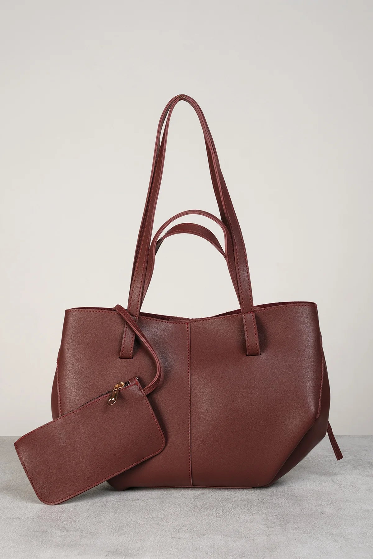 Large Red Handbag in Burgundy