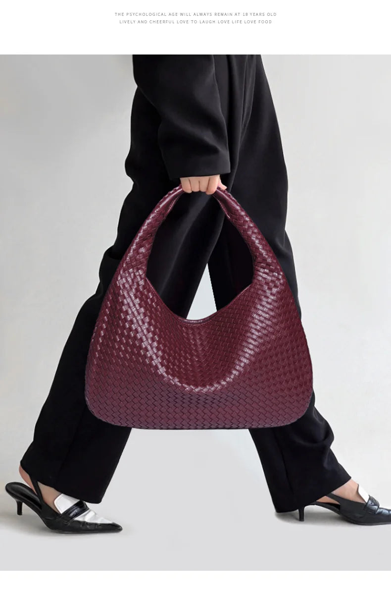 Braided Red Retro Shoulder Bag