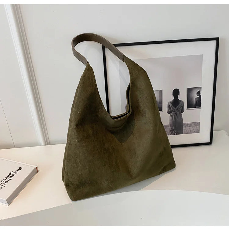 Soft Suede Hobo Slouchy Tote Bag