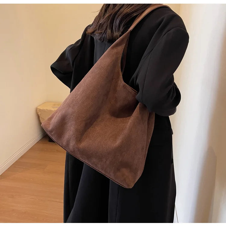 Soft Suede Hobo Slouchy Tote Bag