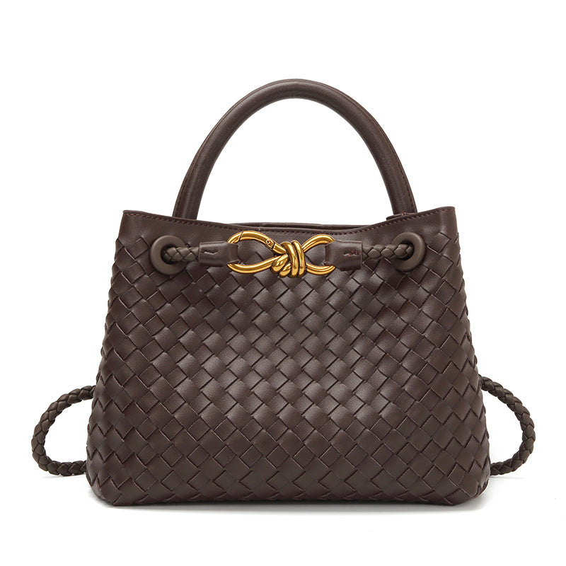 Elegant Burgundy Woven Handbag