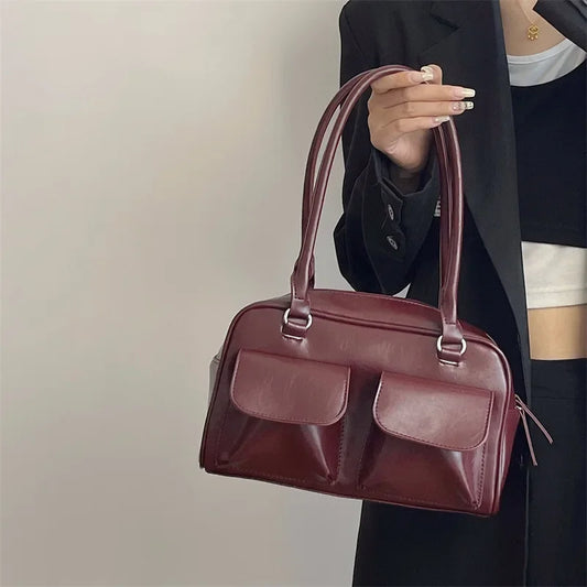 Vintage Bag in Burgundy with Long Handle