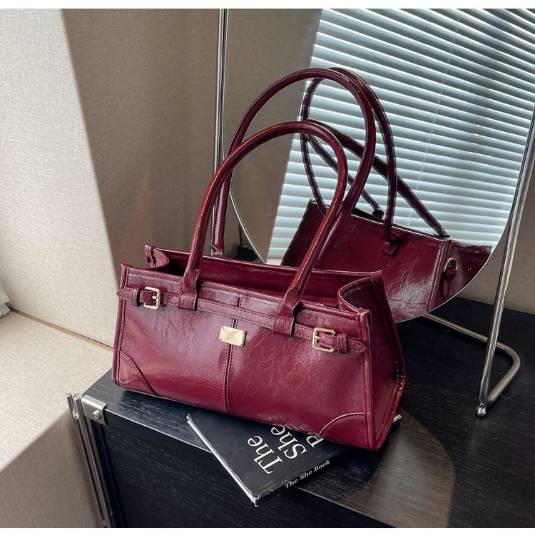 Retro Rectangular Burgundy Bag