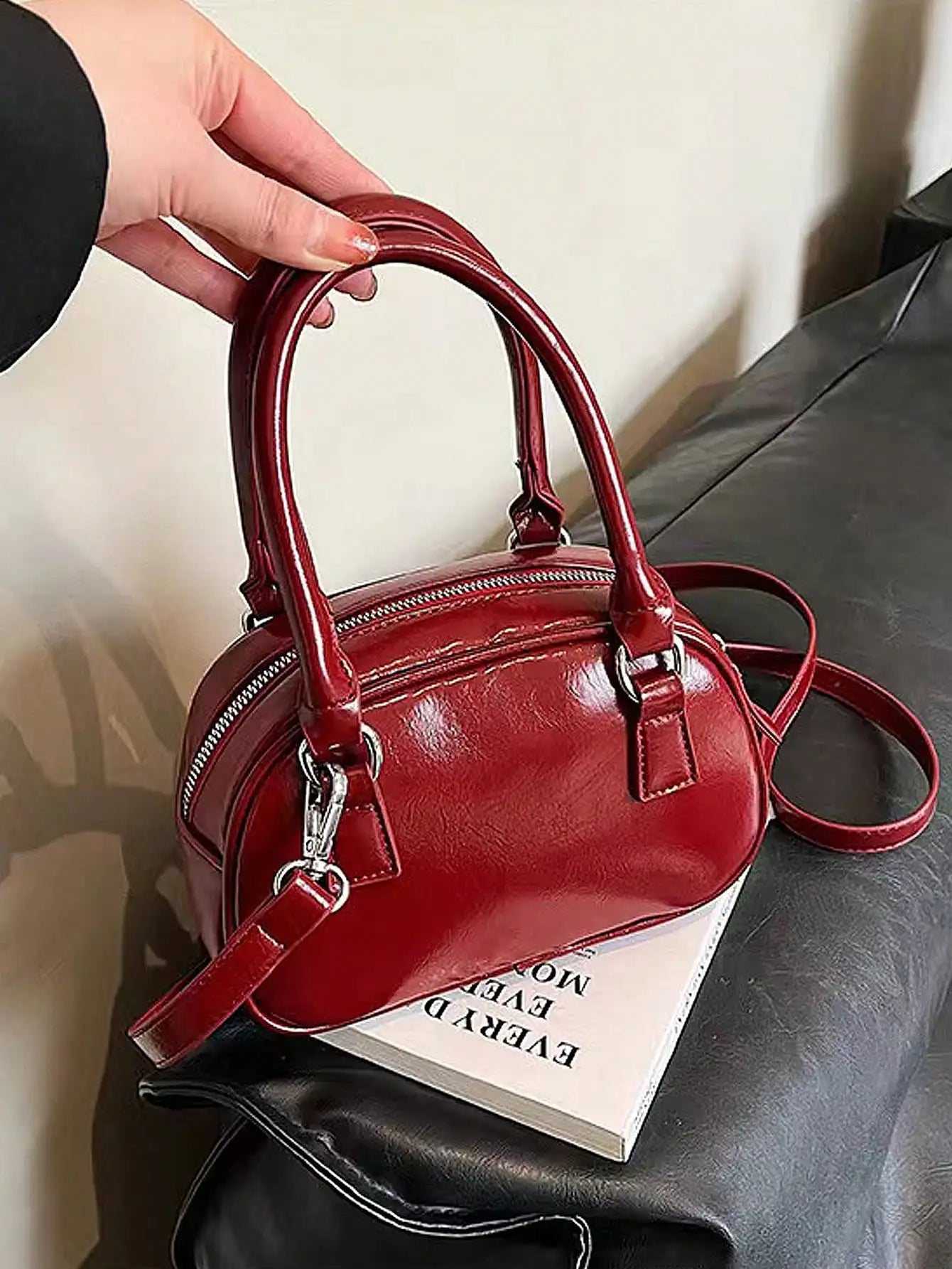 Versatile Vintage Red Crossbody Hand Bag