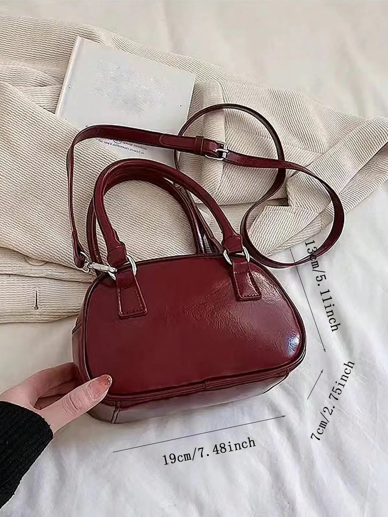 Versatile Vintage Red Crossbody Hand Bag