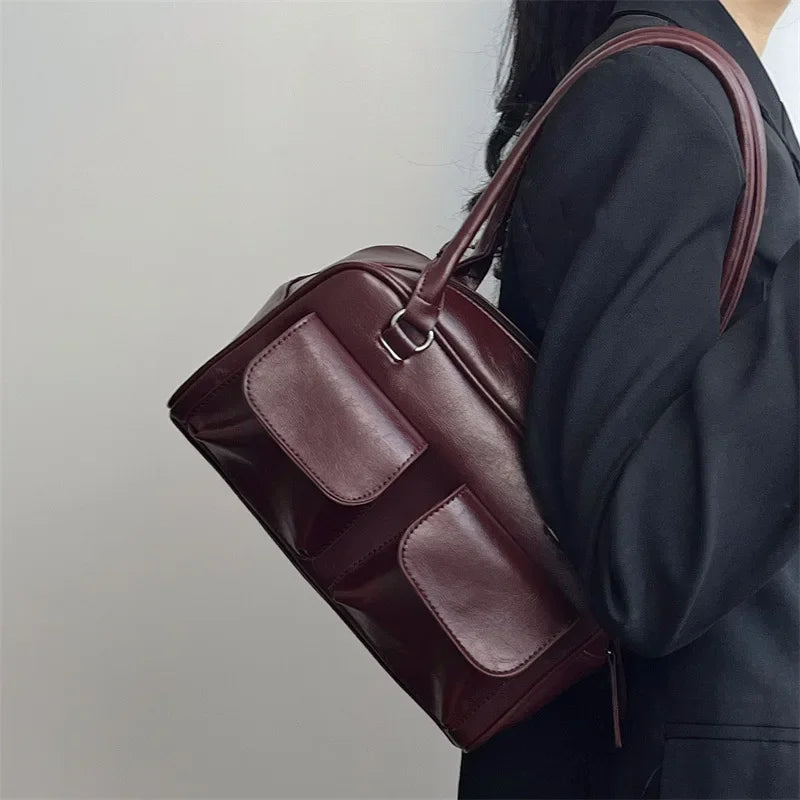 Vintage Bag in Burgundy with Long Handle