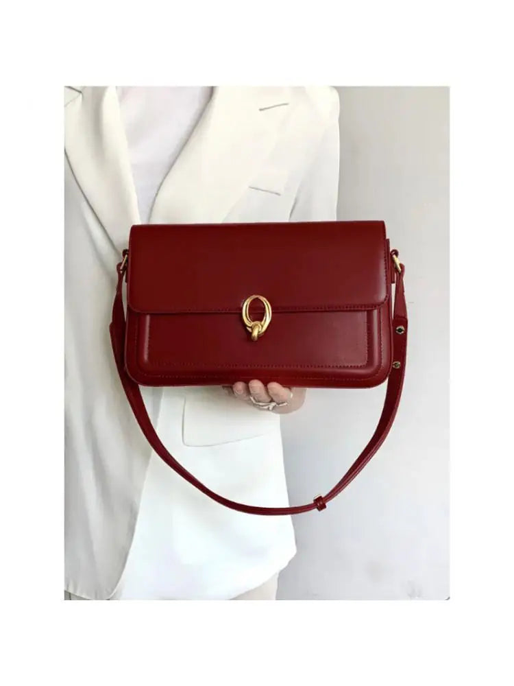 Simple Vintage Red Underarm Shoulder Bag