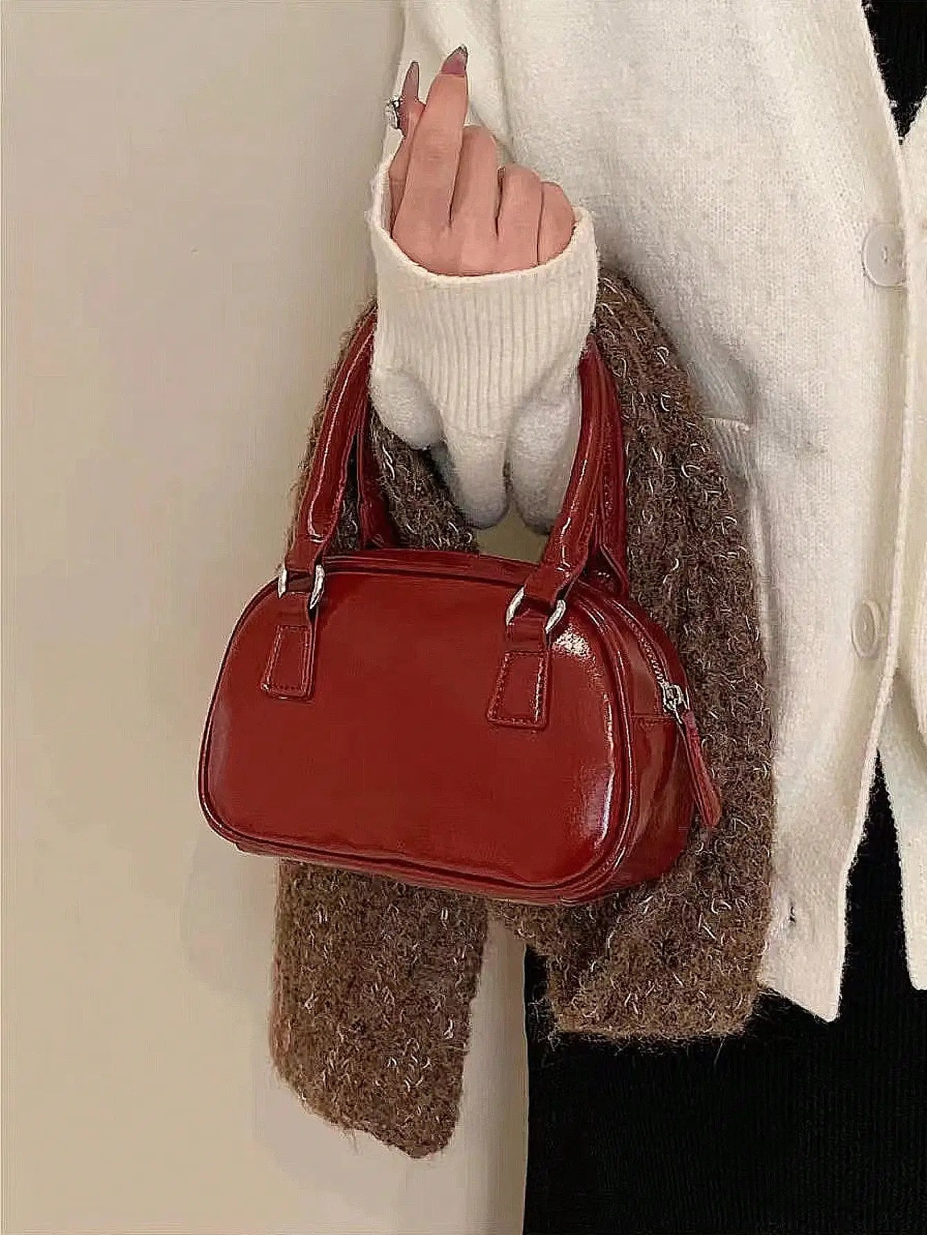 Versatile Vintage Red Crossbody Hand Bag