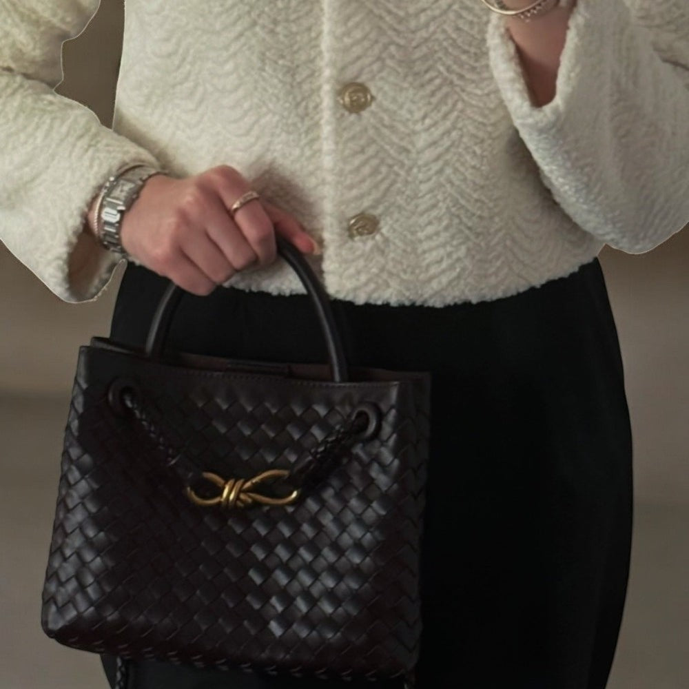 Elegant Burgundy Woven Handbag