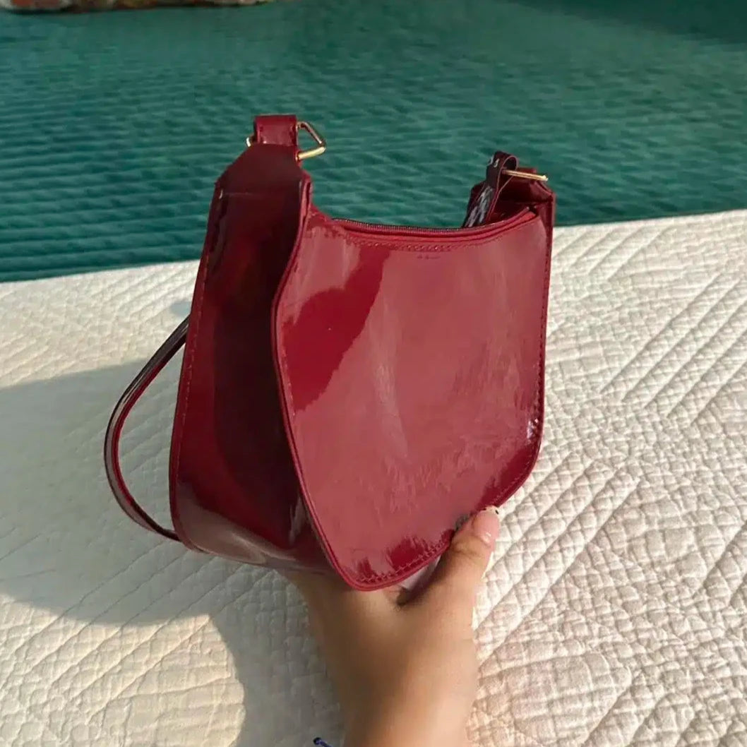 Burgundy Patent Bag in Cherry Red