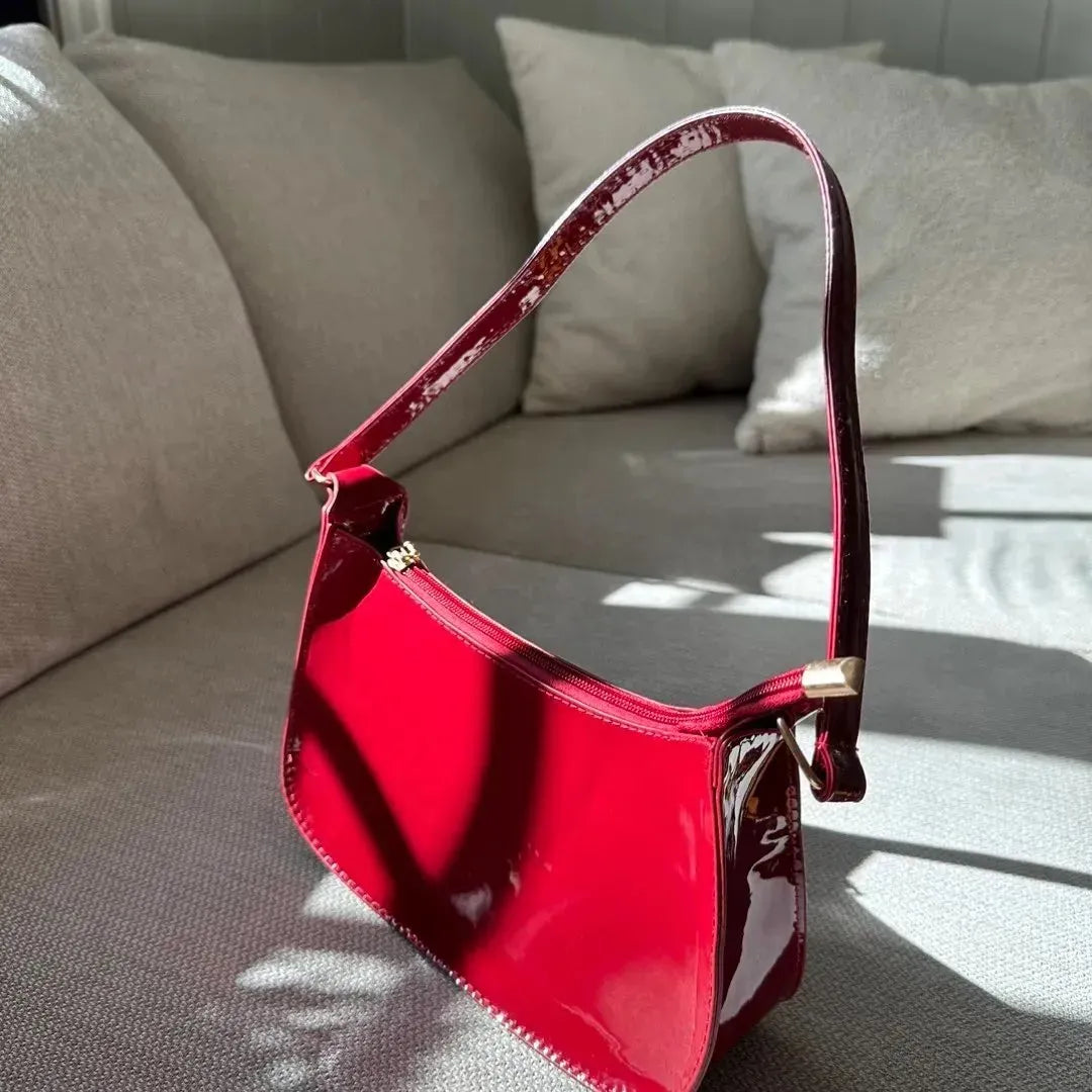 Burgundy Patent Bag in Cherry Red