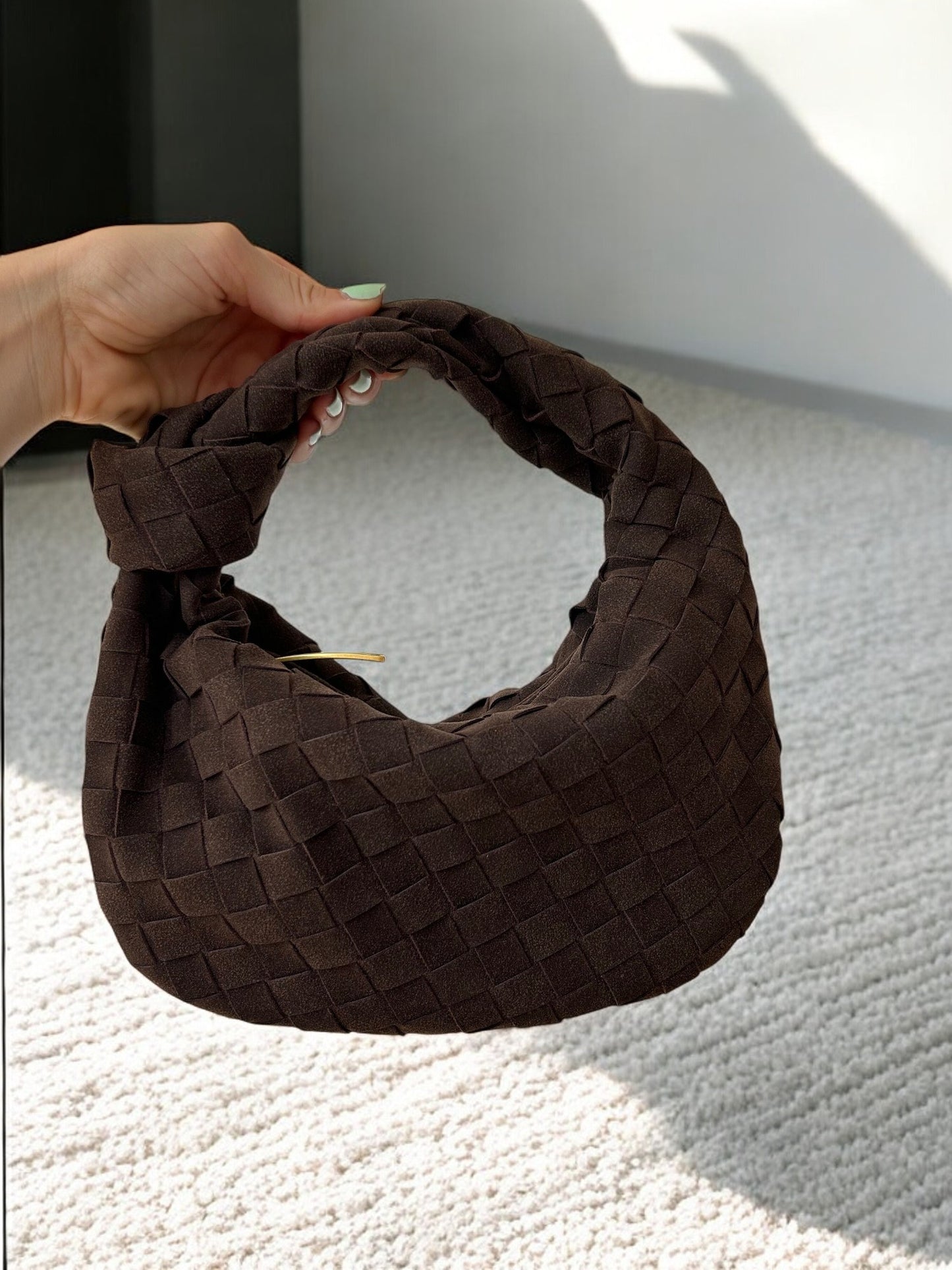 Burgundy Woven Knot Clutch Bag