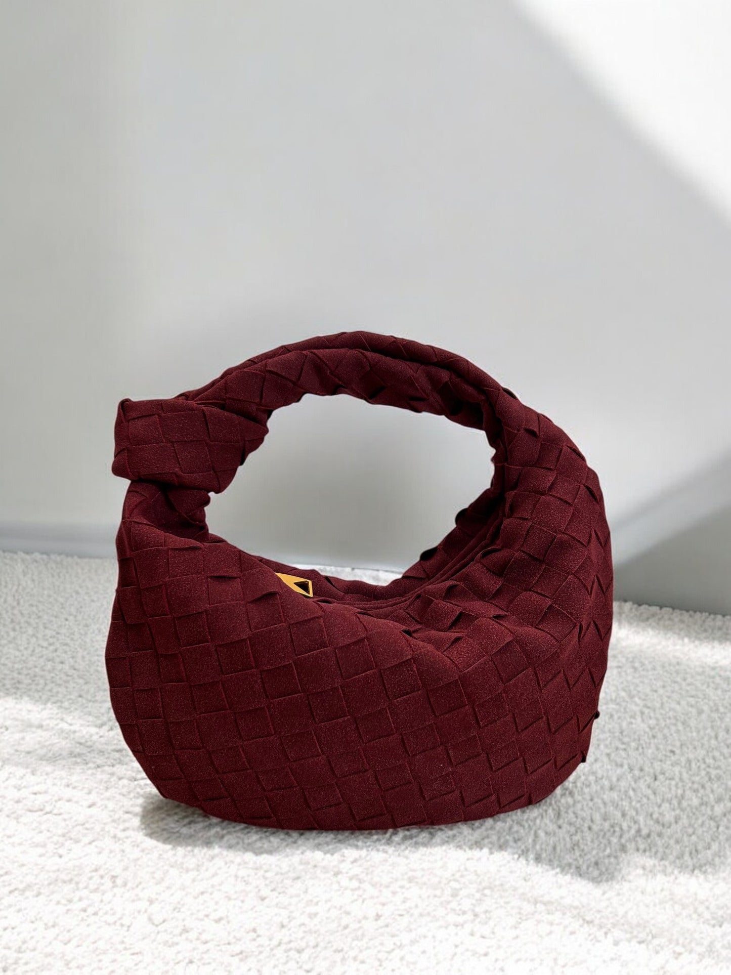 Burgundy Woven Knot Clutch Bag