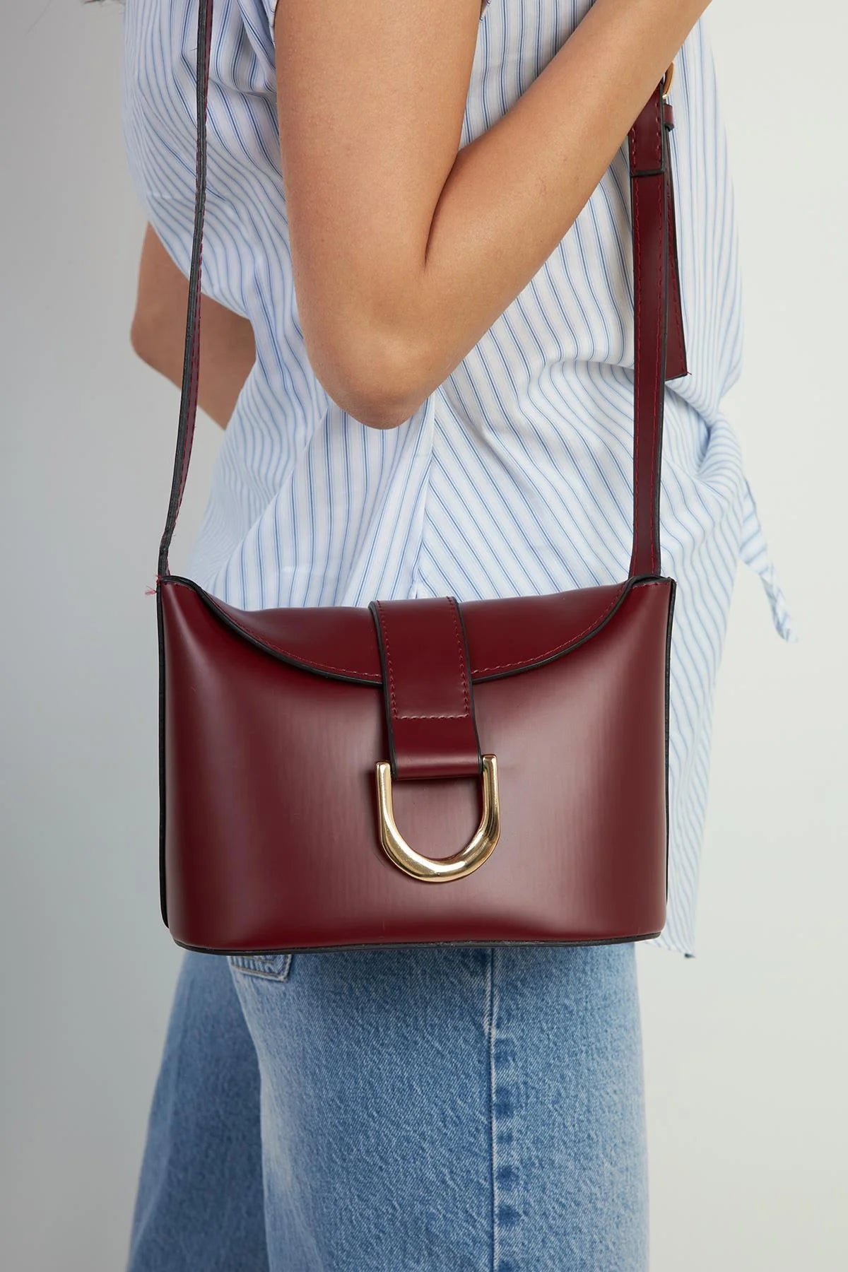 Burgundy Handbag with Cross body Strap