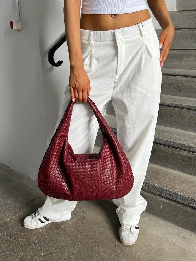 Braided Red Retro Shoulder Bag