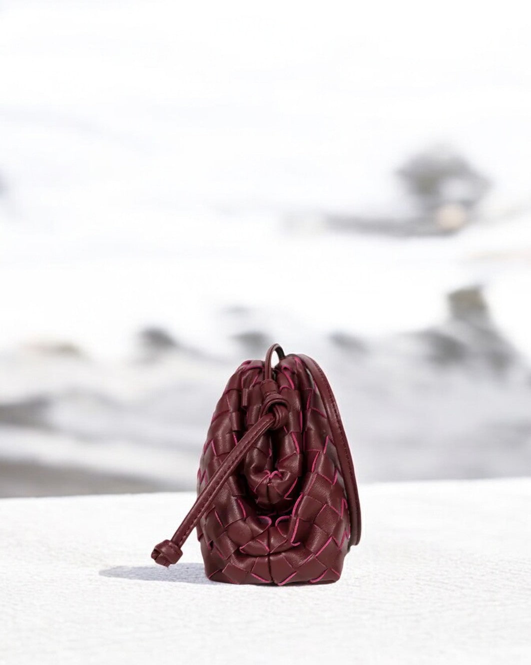 Woven Braided Bordeaux Clutch Bag